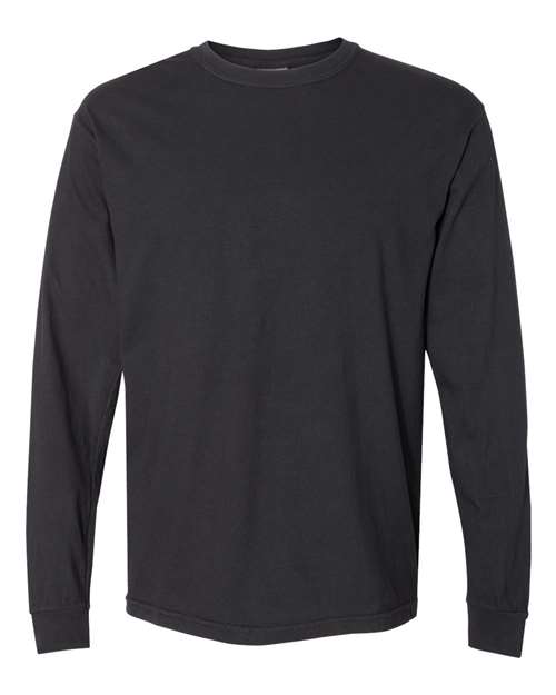 Garment-Dyed Heavyweight Long Sleeve T-Shirt - Black