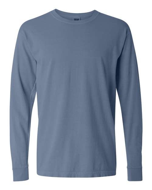 Garment-Dyed Heavyweight Long Sleeve T-Shirt - Blue Jean