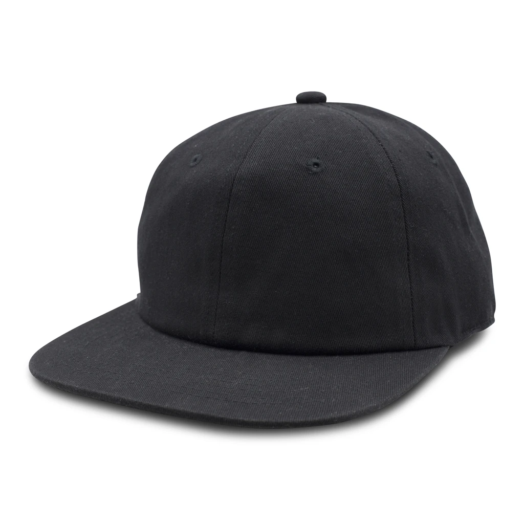 GN-1004SB - Washed Cotton Flat Bill Cap Black / One Size