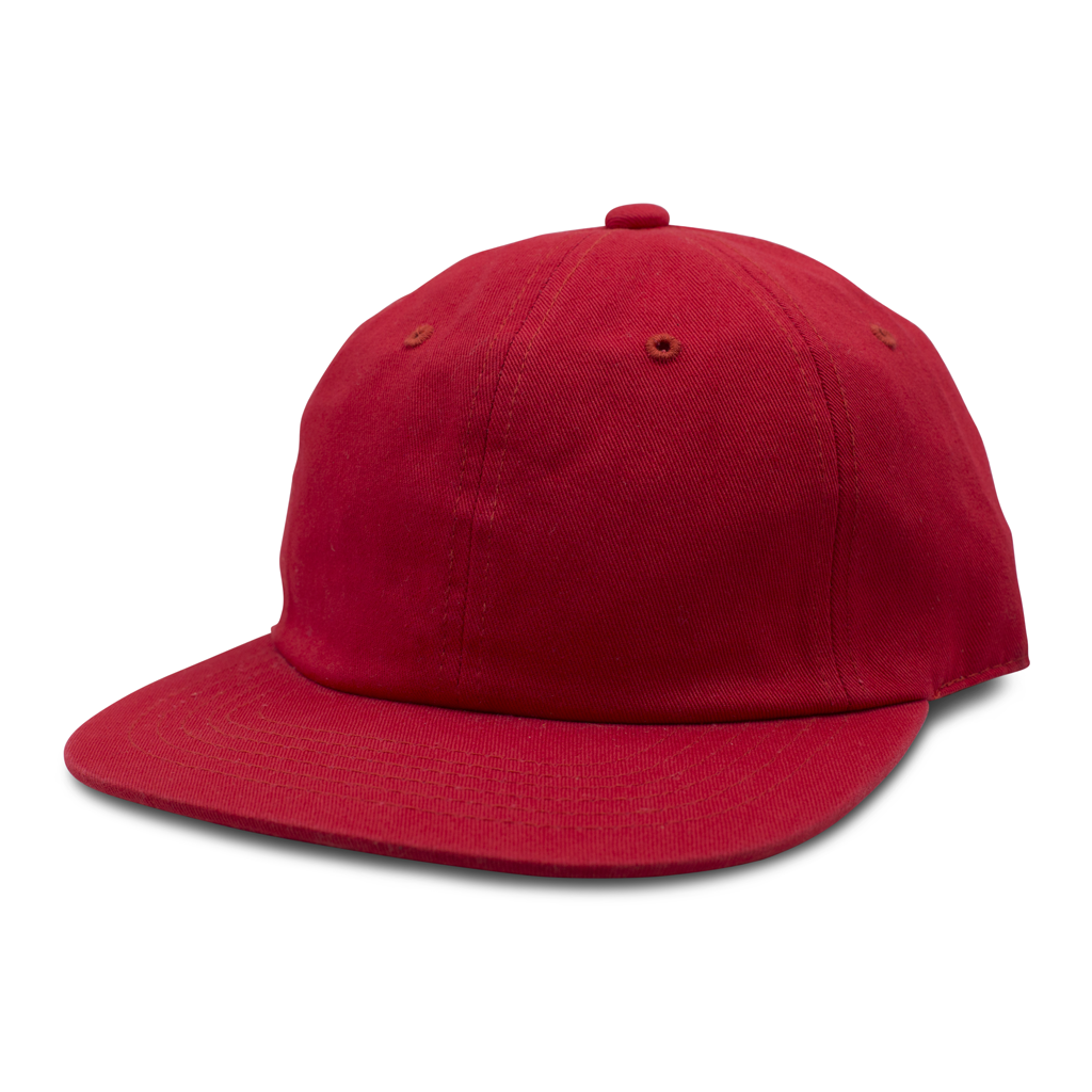 GN-1004SB - Washed Cotton Flat Bill Cap Red / One Size HATS