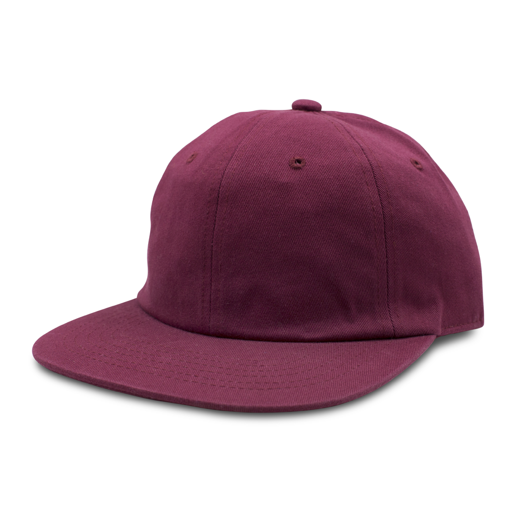 GN-1004SB - Washed Cotton Flat Bill Cap Wine / One Size HATS
