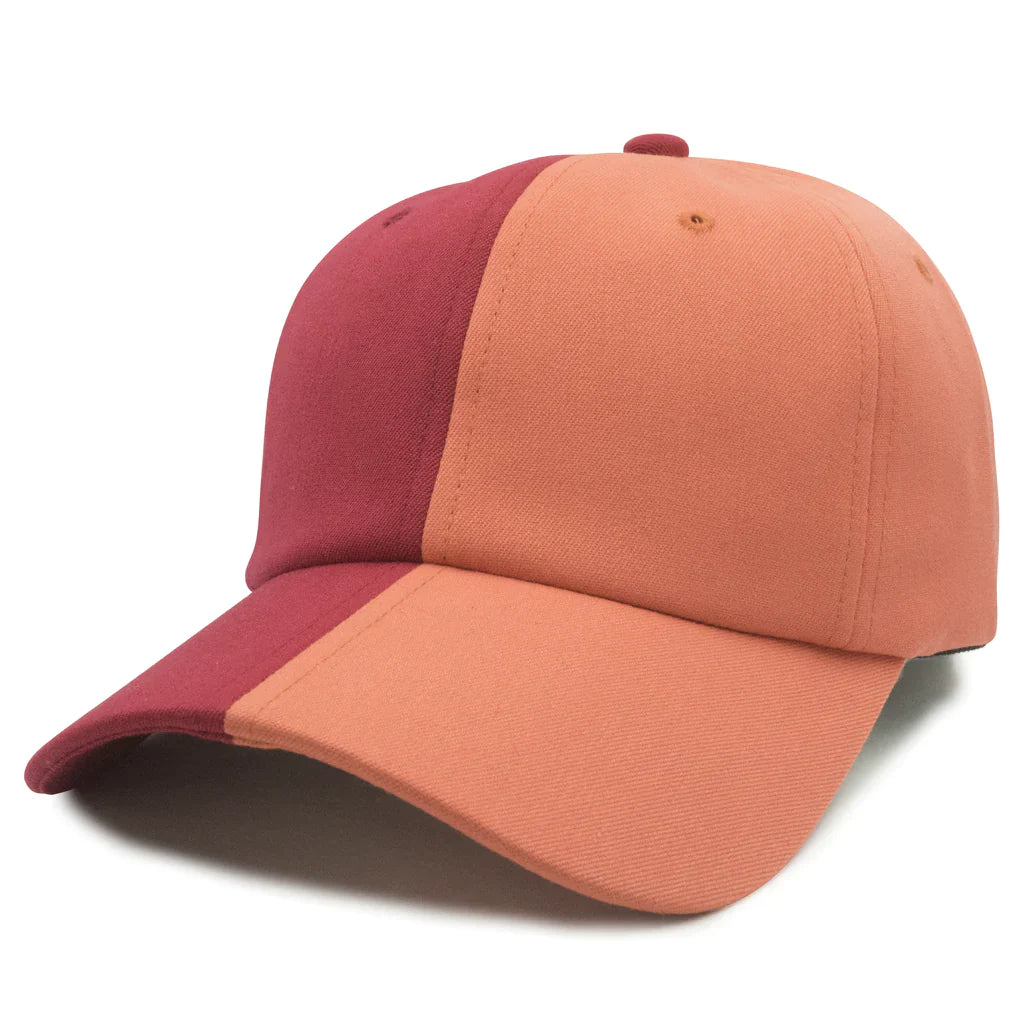 GN-1011 - CVC Two Tone Curved Bill Cap One Size / Red Peach
