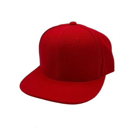 GNV-AS002 - 6 Panels Flat Bill Snapback Cap Red / One Size