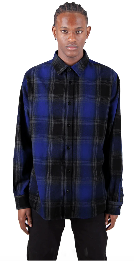 Plaid Flannel Overshirt - Royal Black / XS FLANNELS